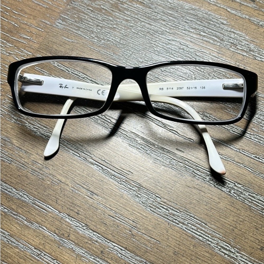 Ray-Ban Black and Cream Eyeglasses